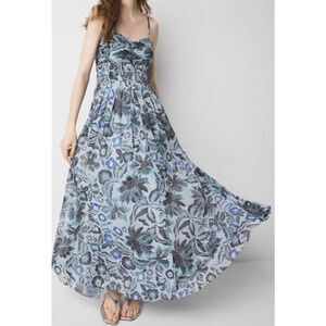 White House Black Market Blue Floral Printed Maxi Dress Size 2 MSRP $198